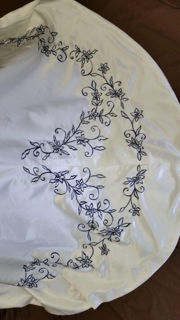 ivory and navy wedding dress